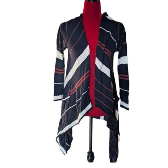 Charlotte Russe Navy Striped Long Cardigan Size Small - Picture 1 of 5